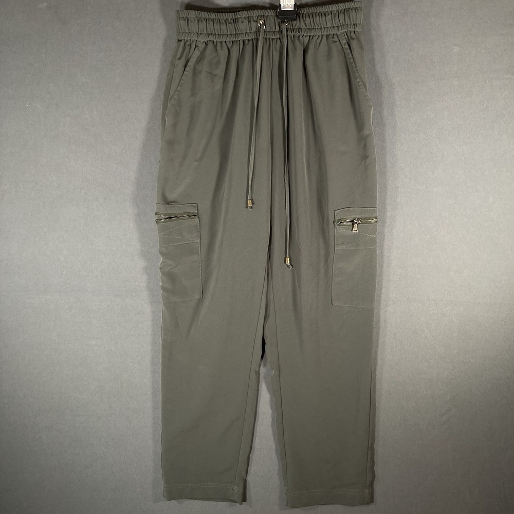 Express Cargo Joggers Womens Small Green Drawstring Stretch Pants Performance